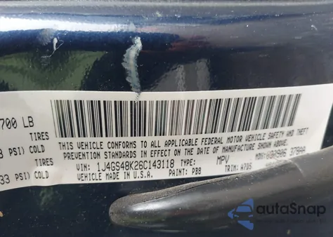 2006 Jeep Grand Cherokee Laredo из США, поврежденный, VIN 1J4GS48K26C143118